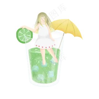 绿色的果汁和女孩