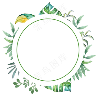 夏日清新手绘植物边框春天,免抠元素