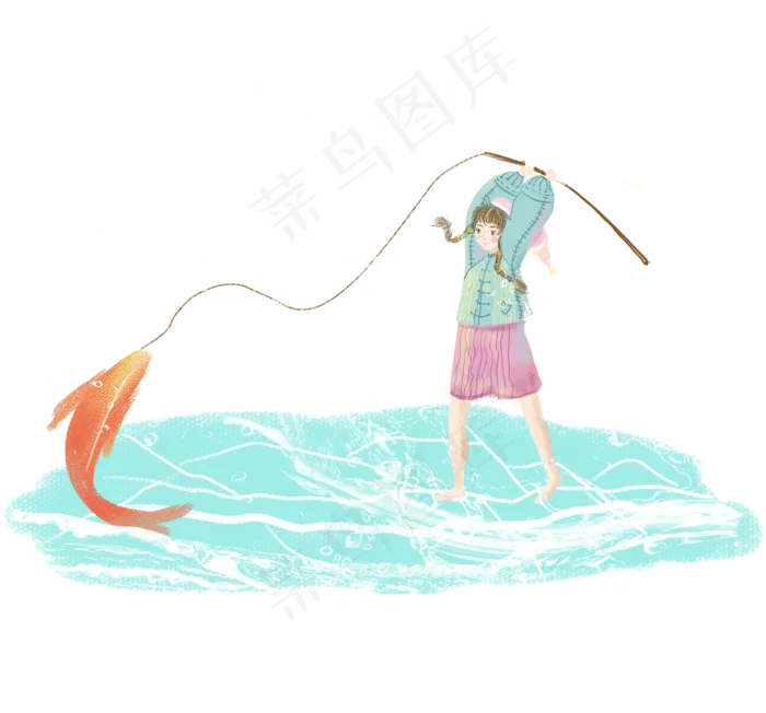 夏日大暑钓鱼女孩(2000X2500(DPI:300))psd模版下载