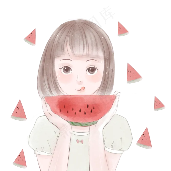 大暑小暑西瓜夏天清凉青春卡通手(3000X3000(DPI:300))psd模版下载