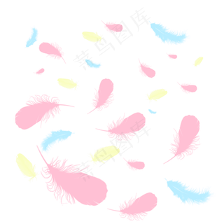 漂浮素材羽毛彩色装饰元素设计,免抠元素