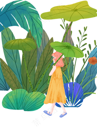 24节气小满立夏夏季少女风景卡