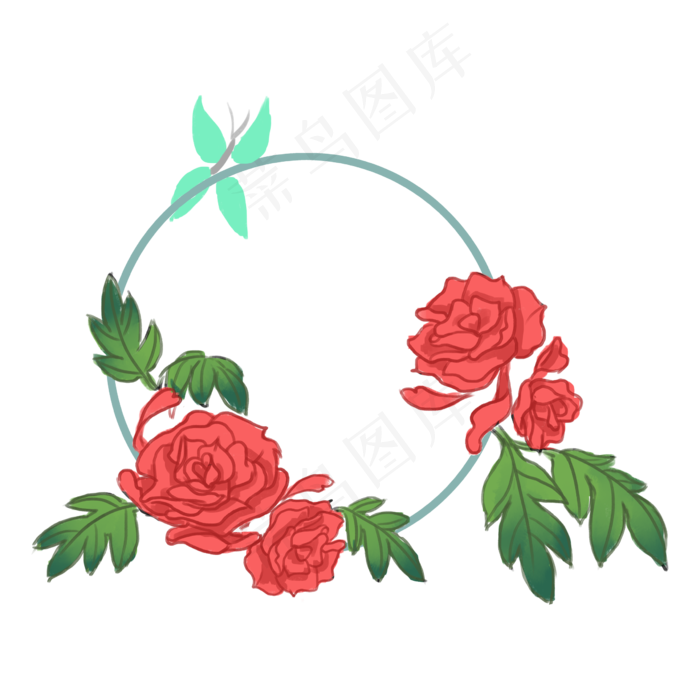 玫瑰花环卡通插画
