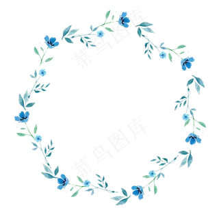 彩绘蓝色水彩边框