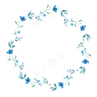 彩绘蓝色水彩边框