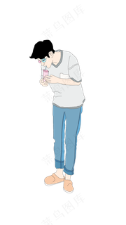 520情人节时尚男子喝奶茶男子