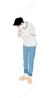 520情人节时尚男子喝奶茶男子 520情人节时尚男子喝奶茶男子