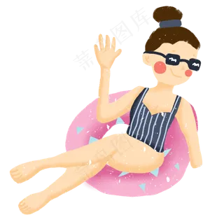 穿泳衣的女孩卡通