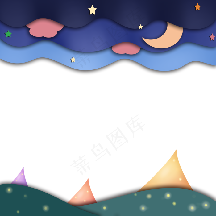 仲夏夜露营边框(3000X3000(DPI:300))psd模版下载