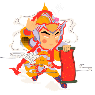 手绘卡通古代神仙元素,免抠元素