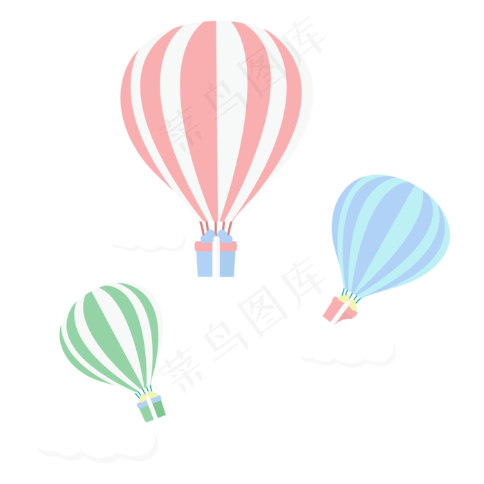 漂浮设计热气球,免抠元素