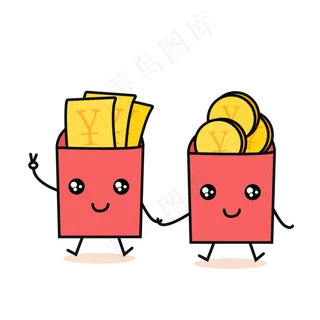 红包红色金融手绘金融借贷牵手卡