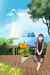 夏天室外旅游女孩