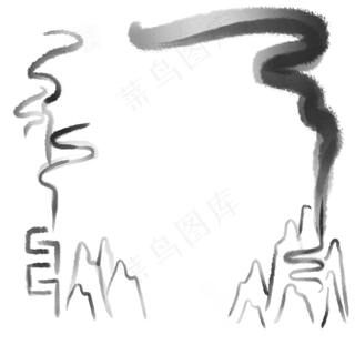 古风水墨中国风花纹边框山水