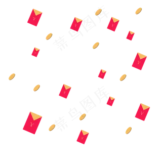 漂浮的红包雨,免抠元素