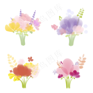 手绘水彩花束