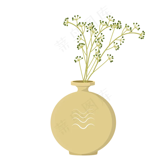 手绘矢量扁平素雅小清新花瓶和花ai矢量模版下载