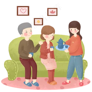 手绘卡通温馨感恩节插画