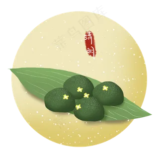 清明节吃青团叶子圆形装饰图