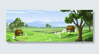 春天自然风景美丽的乡村风景