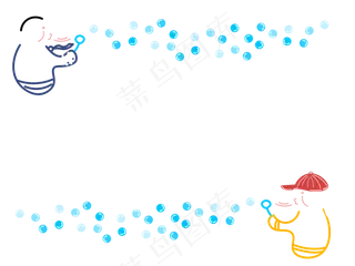 父亲节亲子手绘泡泡边框