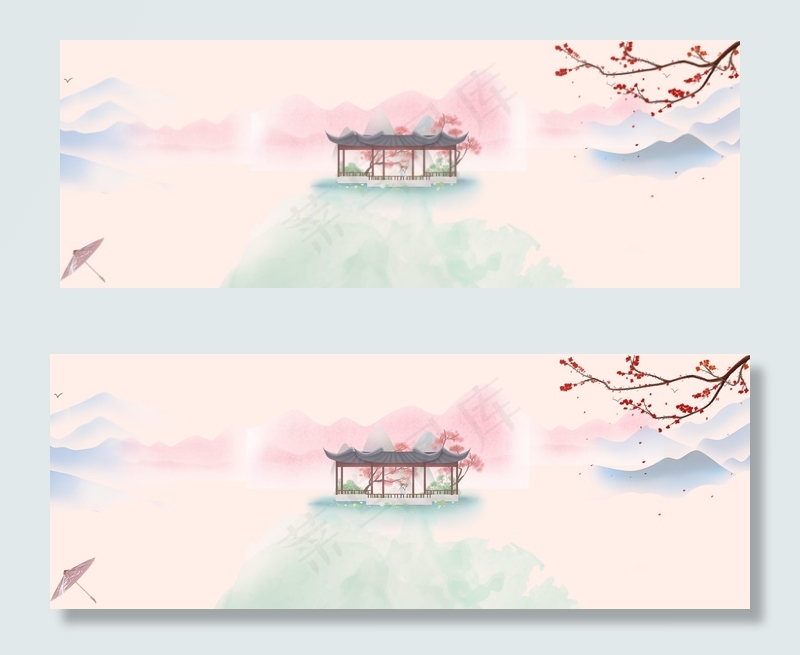 古风梅花中国风banner(1920*700px 	       )psd模版下载