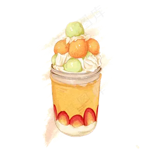 仿真写实类冷饮水彩