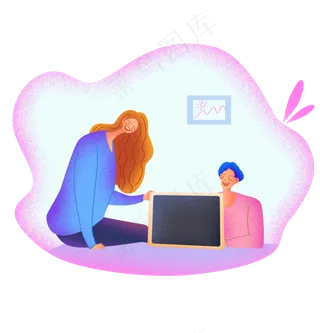 扁平商务噪点人物搭档,免抠元素