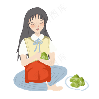 端午人物可爱女孩png素材