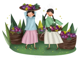 民国风摘葡萄的少女