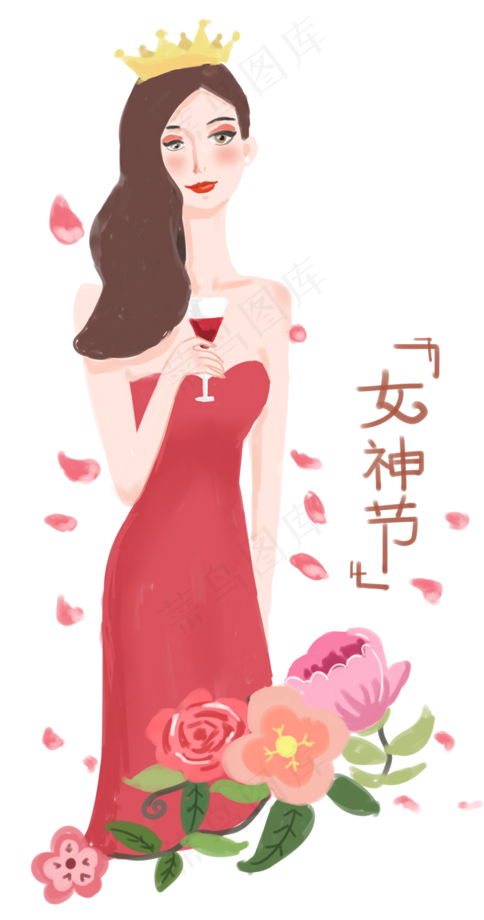 38妇女节女神节手绘插画女王节