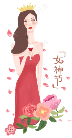 38妇女节女神节手绘插画女王节
