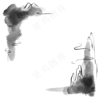 古风水墨中国风花纹边框山水