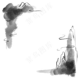 古风水墨中国风花纹边框山水