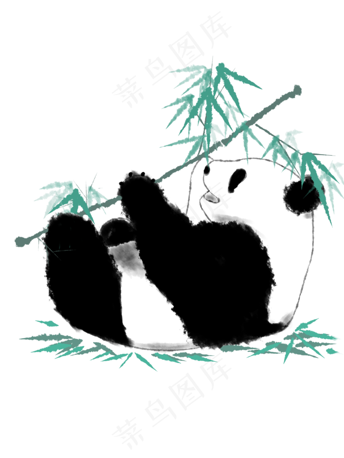 水彩绘画熊猫