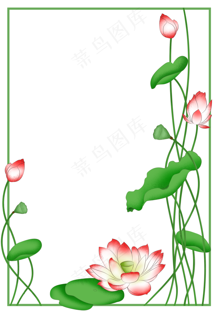 荷花边框png素材(2000X2868(DPI:150))psd模版下载