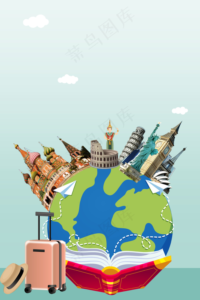 2019旅游创意合成背景海报