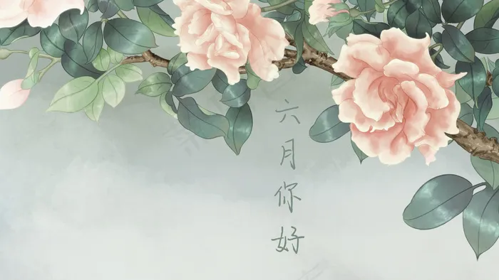 六月你好之水彩花朵(2880*1620px 300 dpi )