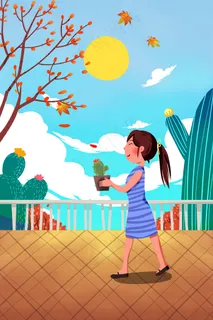 卡通手绘风立秋秋天配图