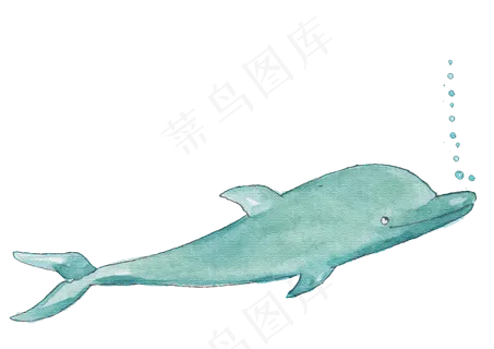 卡通水彩可爱的海豚