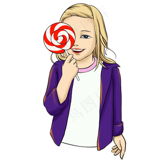 六一儿童节拿着棒棒糖的小女孩