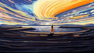 夏日天空云朵海边风景治愈系景色