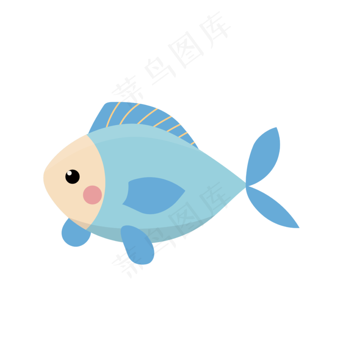 蓝色的鱼矢量素材,免抠元素