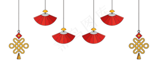 春节扇子和中国结挂件,免抠元素
