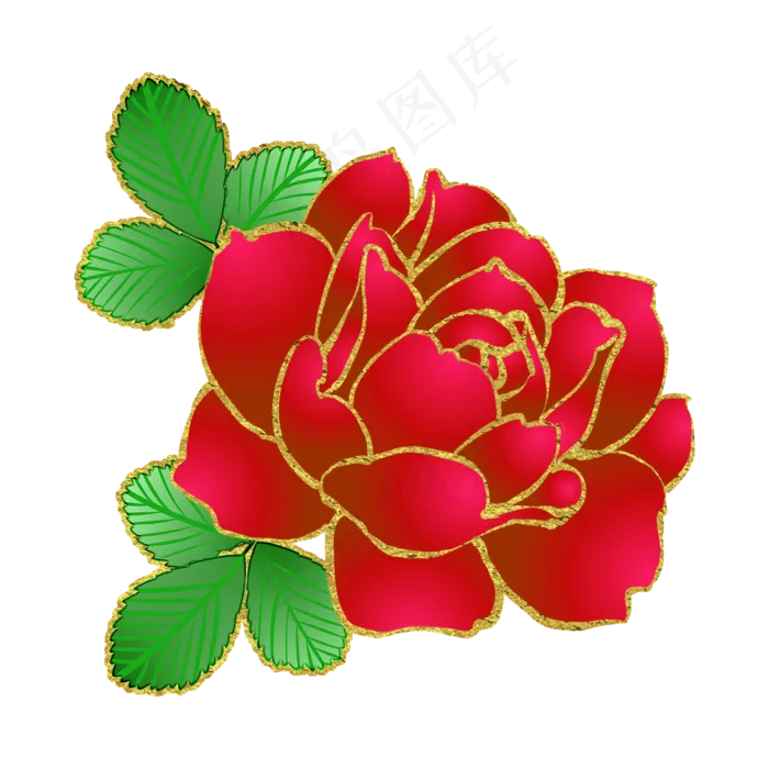 玫红色玫瑰唯美花卉PNG素材,免抠元素(2000*2000px 300 dpi )psd模版下载