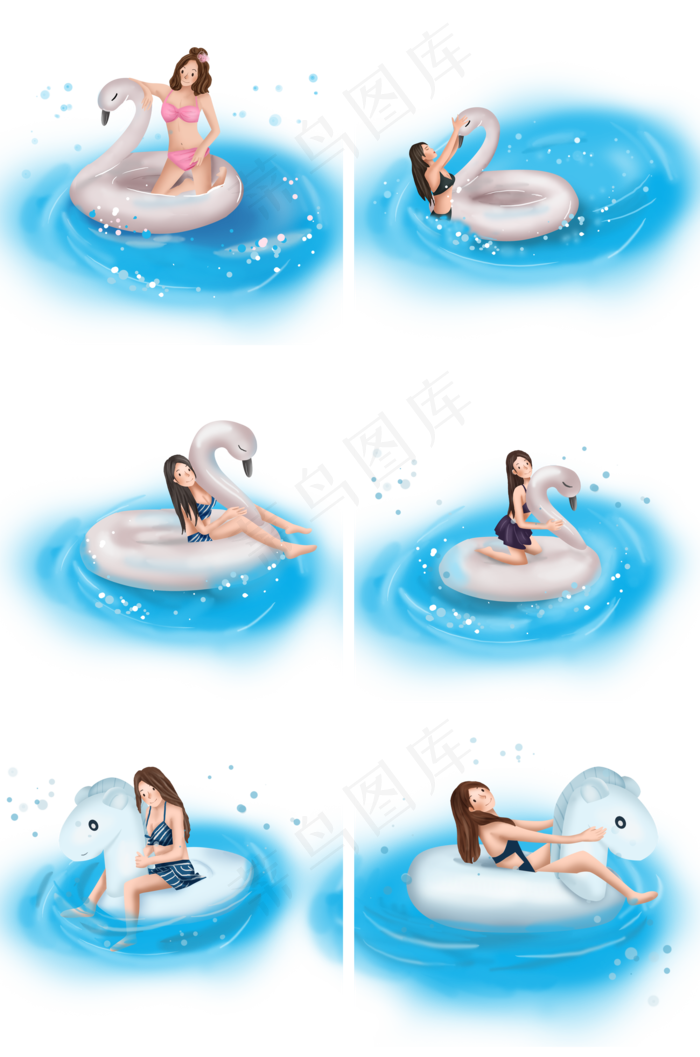 大暑水里游泳的女孩(2000X3020(DPI:300))psd模版下载