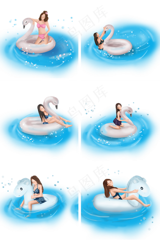 大暑水里游泳的女孩