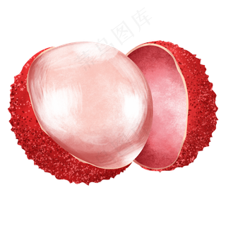 红色荔枝剥开的荔枝新鲜水果绿色