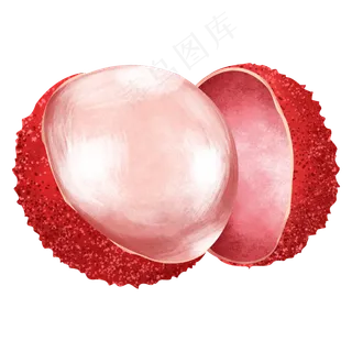 红色荔枝剥开的荔枝新鲜水果绿色