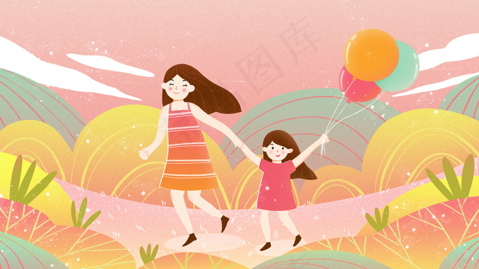 六一儿童节户外玩耍的女孩(2880*1620px 300 dpi )psd模版下载